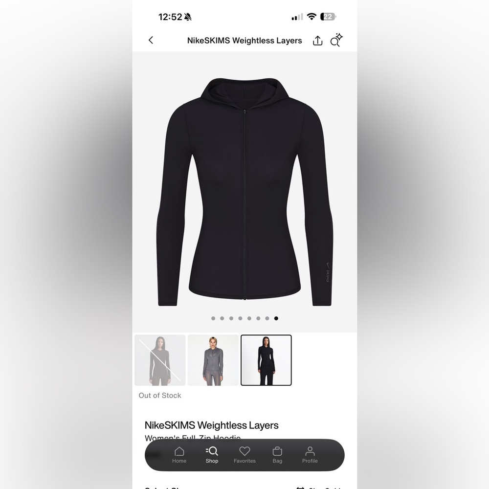 NikeSKIMS Weightless Layers Full Zip Hoodie Size L Black SOLD OUT